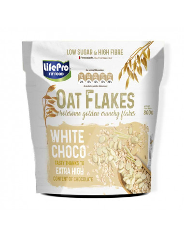 LIFE PRO FIT FOOD OAT FLAKES WHITE CHOCOLATE 800G