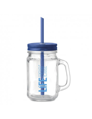 LIFE PRO NUTRITION GLASS JAR WITH STRAW