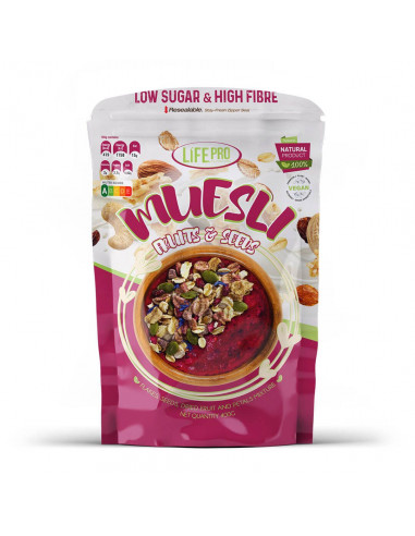 LIFE PRO FIT FOOD MUESLI FRUIT&SEEDS VEGAN 400G